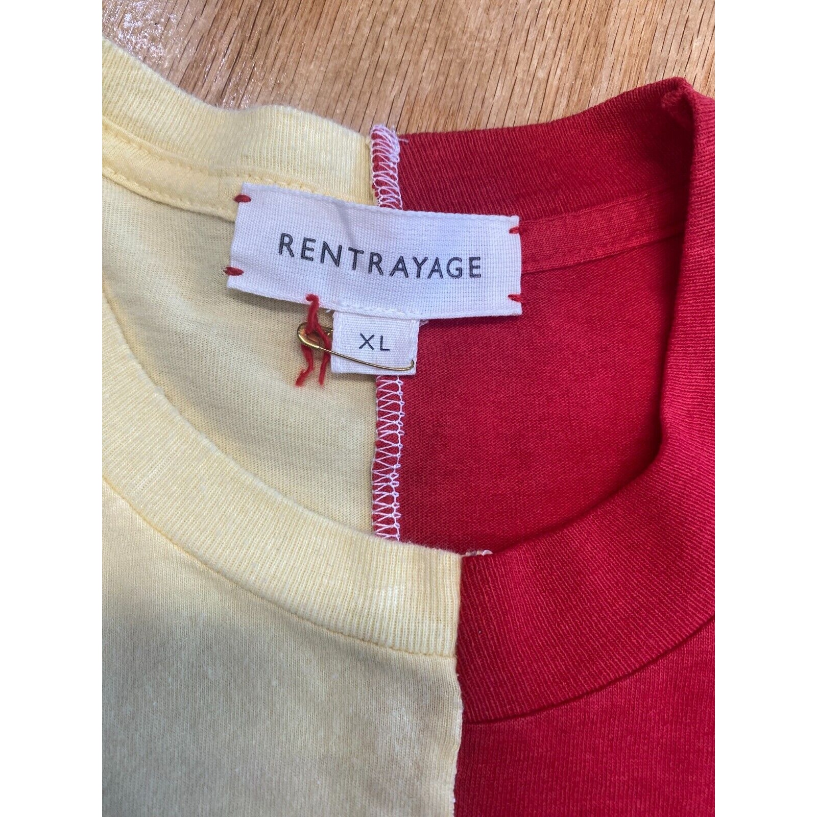 Rentrayage T-Shirt Unisex Xl Red Yellow Short Sleeve Printed Split Tee B78 — image 2 of 7